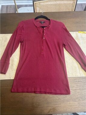 J. Crew Ribbed Henley Top - Burgundy